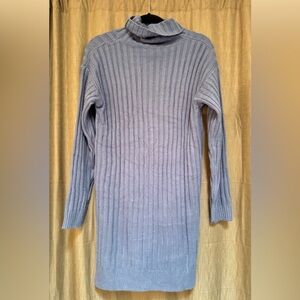 Ribbed Knit Sweater Dress in Light Blue